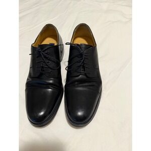 Chaps Mens Black Leather Cap Toe Oxford Dress Shoes Size 10M Formal Business